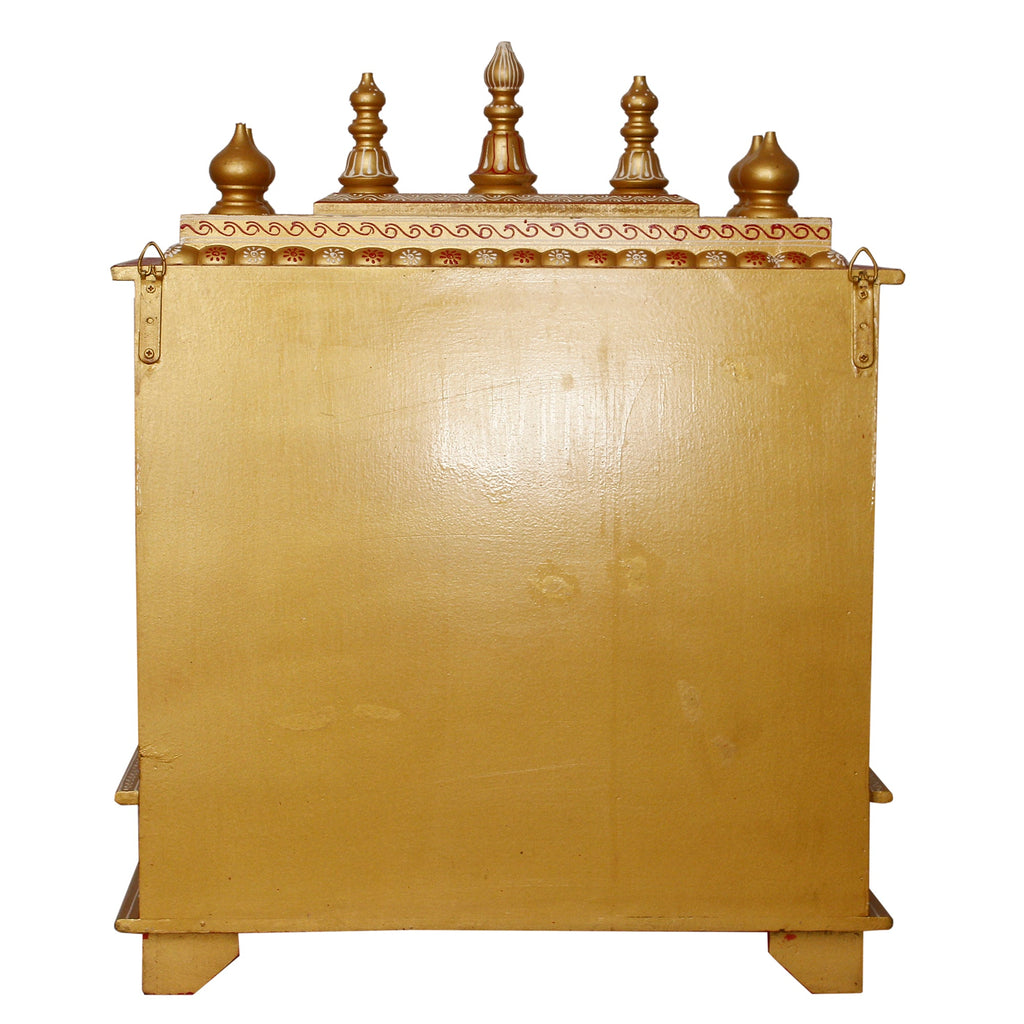 Golden and Yellow Wooden Pooja Temple/Mandir with Storage Option Kafalo