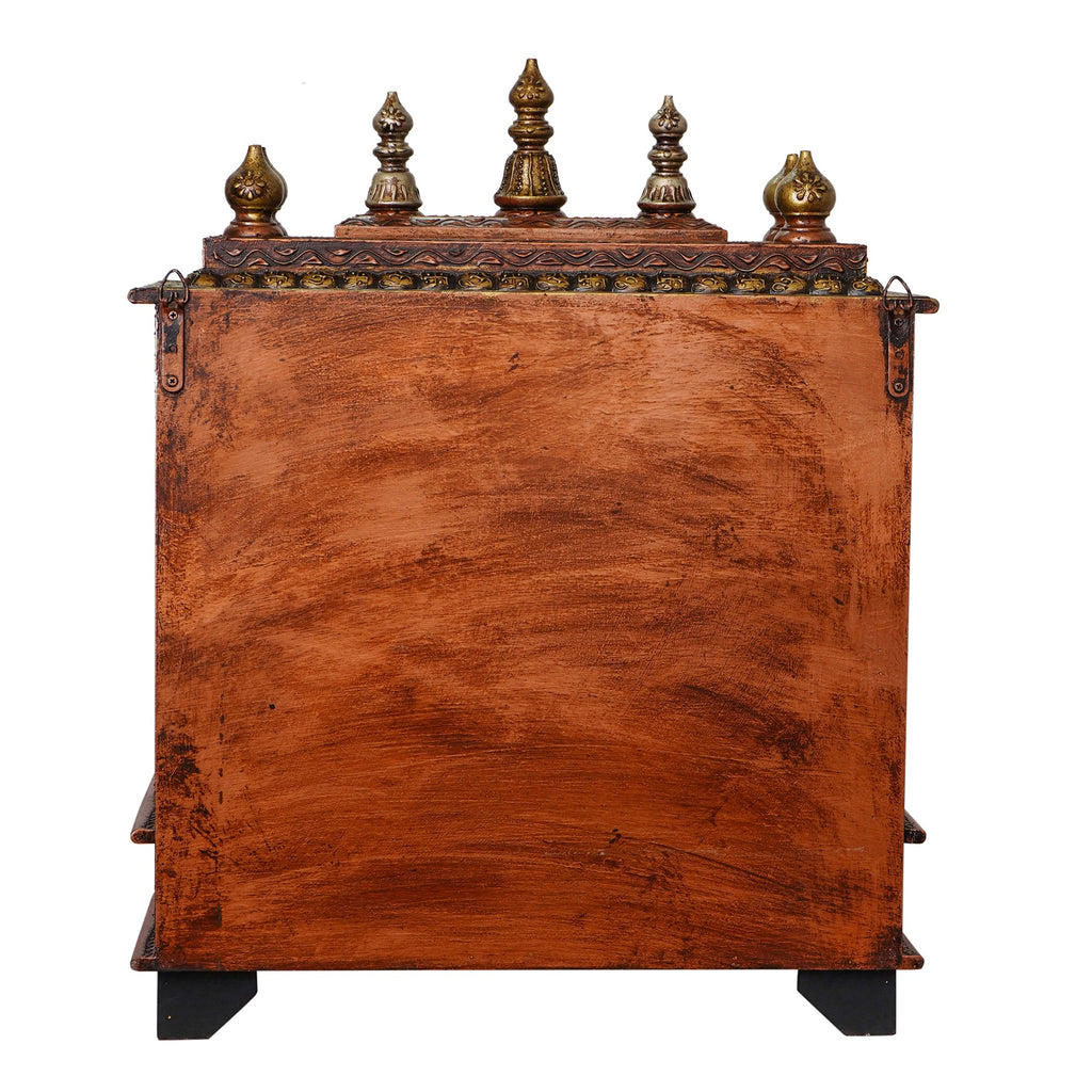 Brown Wooden Pooja Temple/Mandir with Storage Option Kafalo