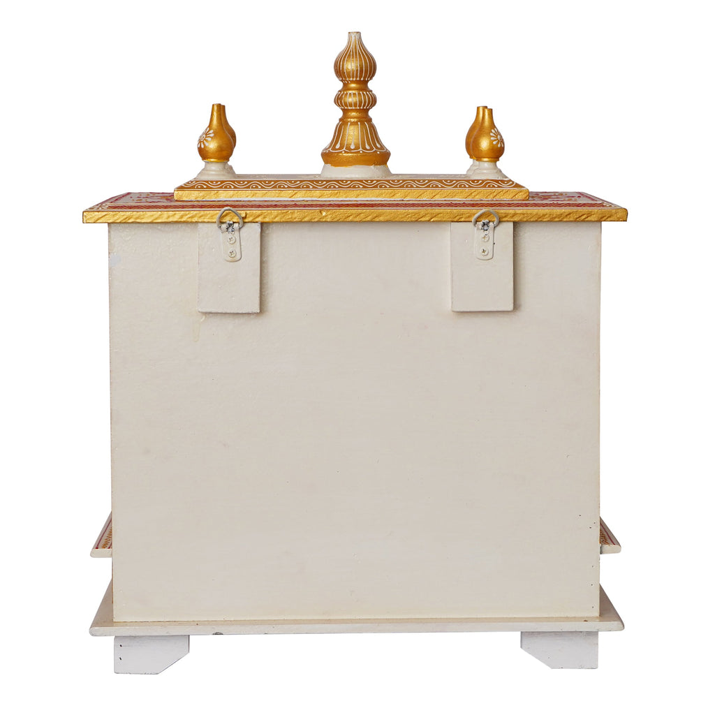 White and Blue Wooden Pooja Temple/Mandir with Storage Option Kafalo