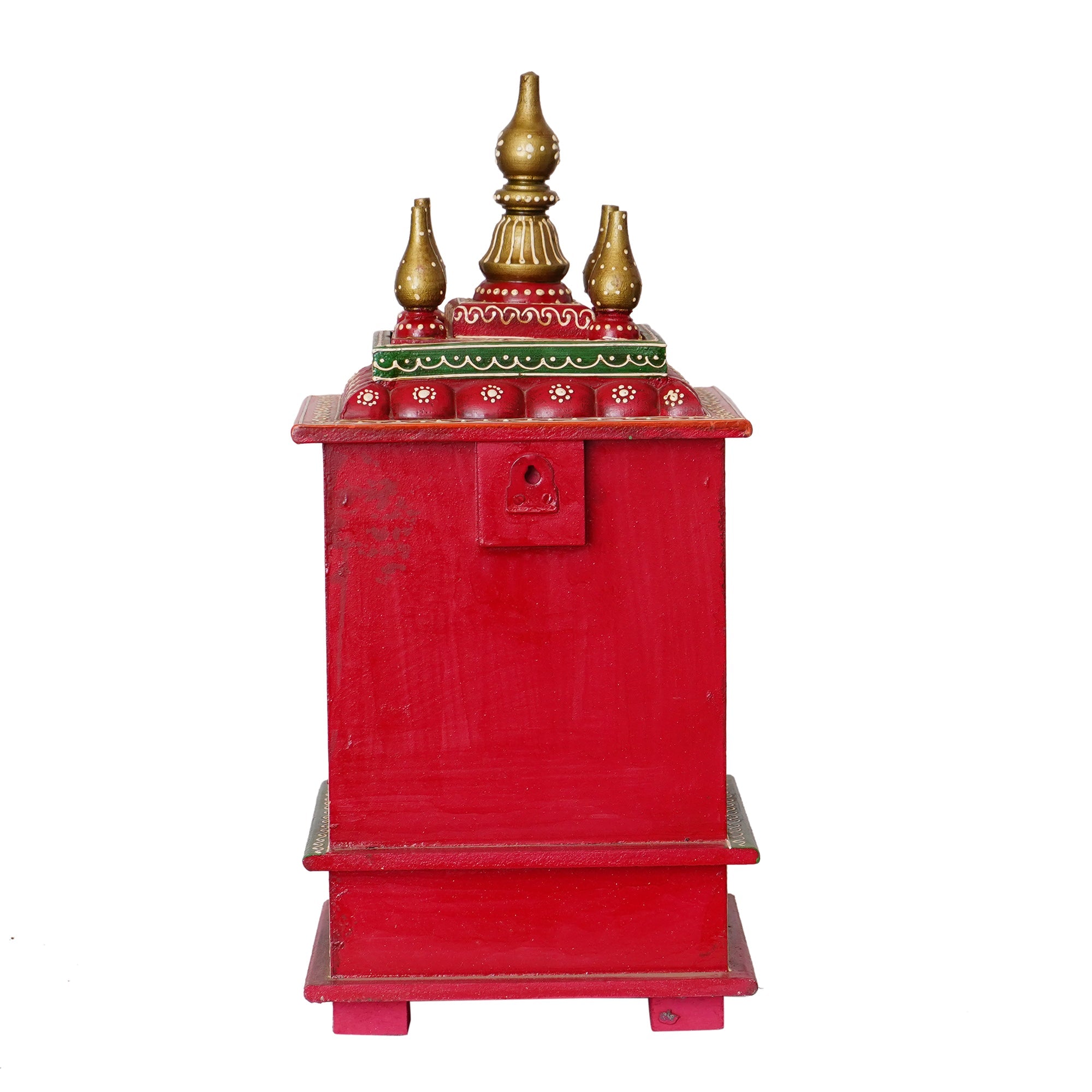 Red and Orange Wooden Pooja Temple/Mandir with Storage Option Kafalo