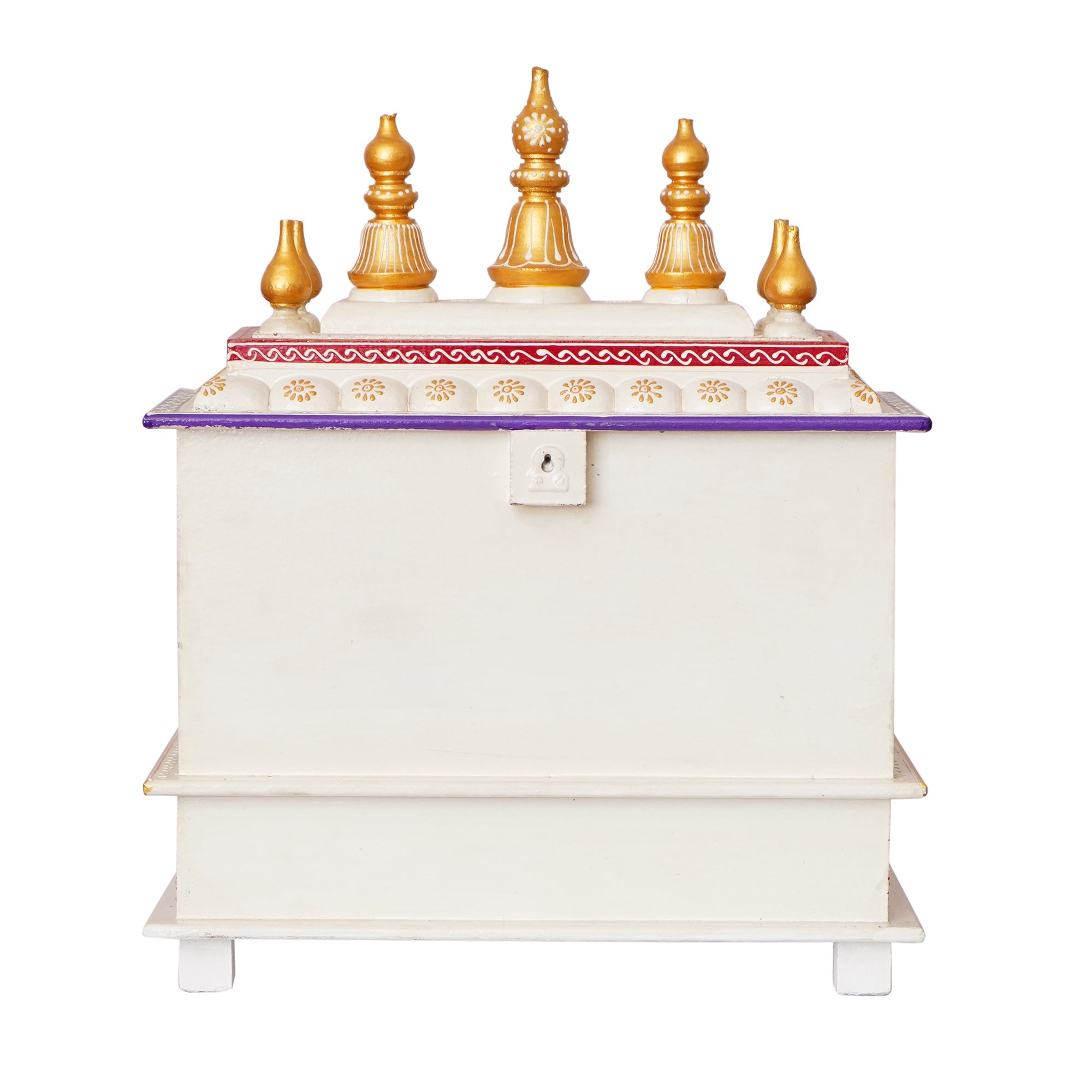 Golden, White and Orange Wooden Pooja Temple/Mandir with Storage Option Kafalo
