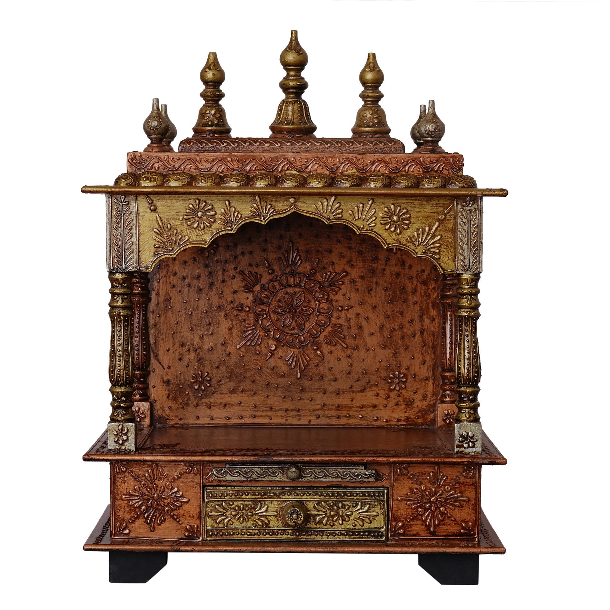 Brown Wooden Pooja Temple/Mandir with Storage Option Kafalo