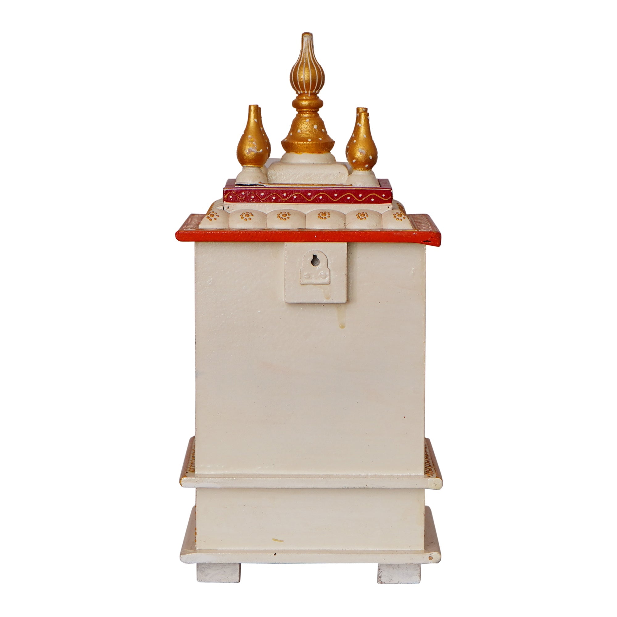 White and Red Wood Pooja Temple/Mandir with Storage Option Kafalo
