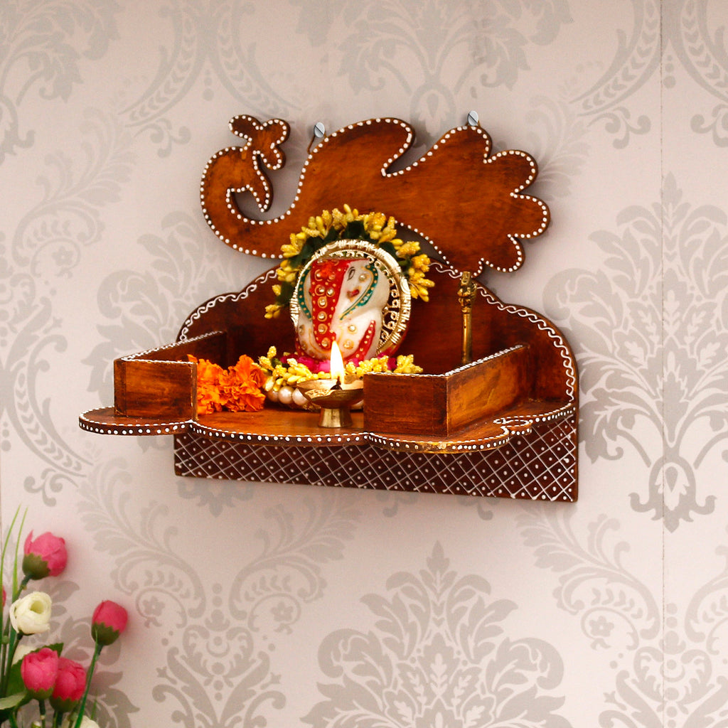 Brown MDF Wooden Pooja Temple/Mandir Kafalo