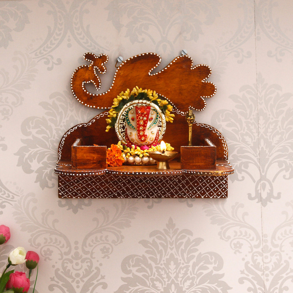 Brown MDF Wooden Pooja Temple/Mandir Kafalo