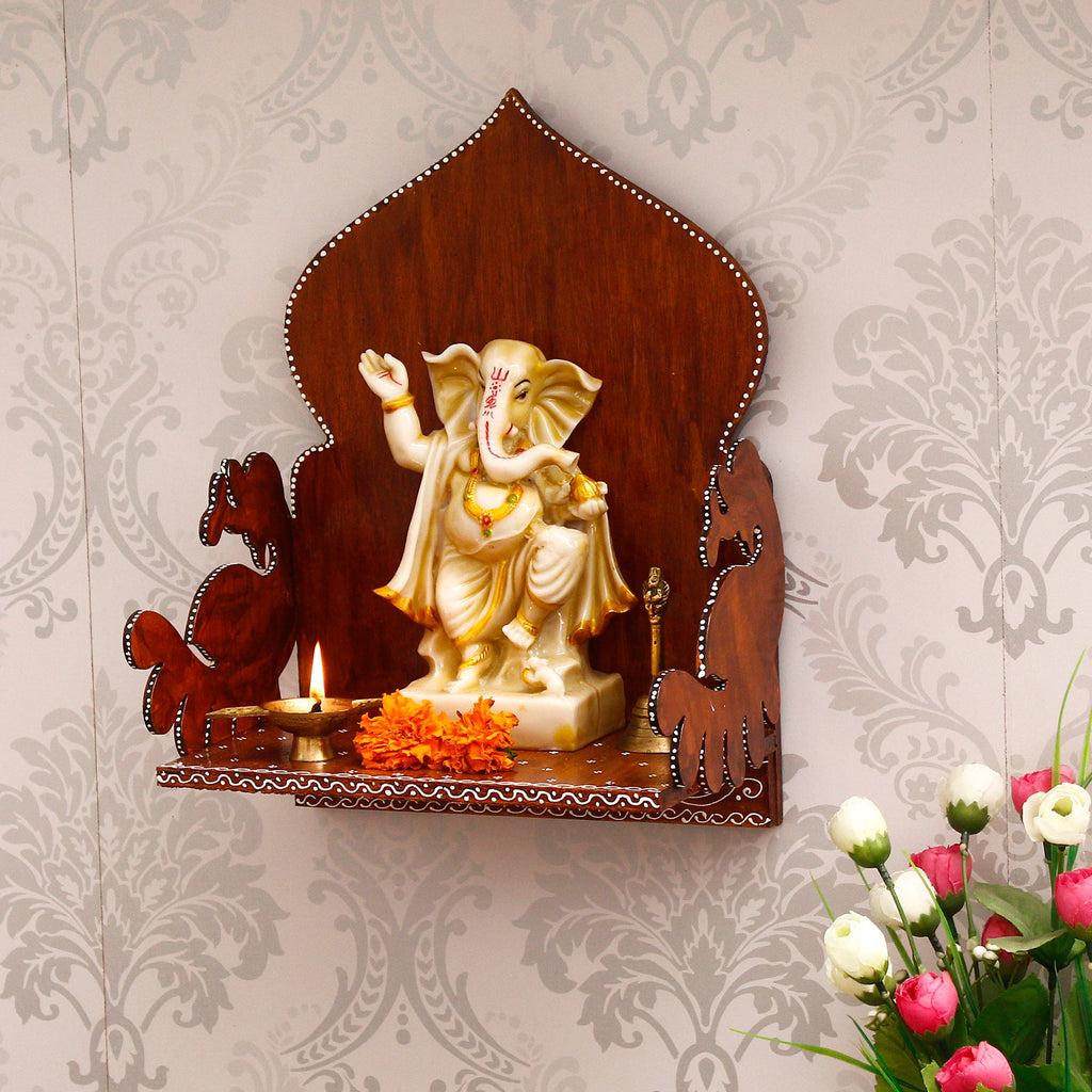 Brown MDF Wooden Pooja Temple/Mandir for Home Wall Hanging Kafalo