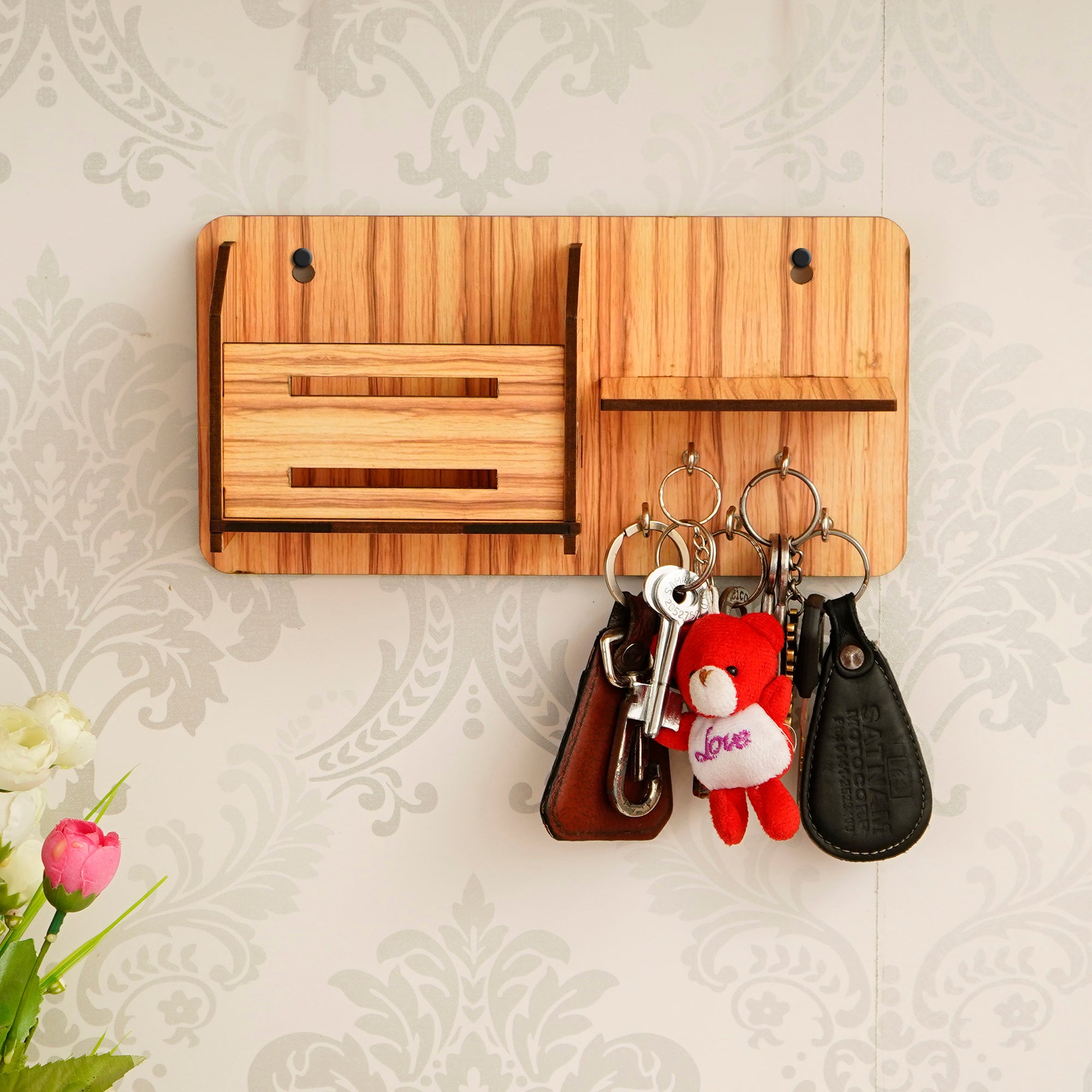 Multiutility 5 Hooks Wooden KeyHolder Kafalo