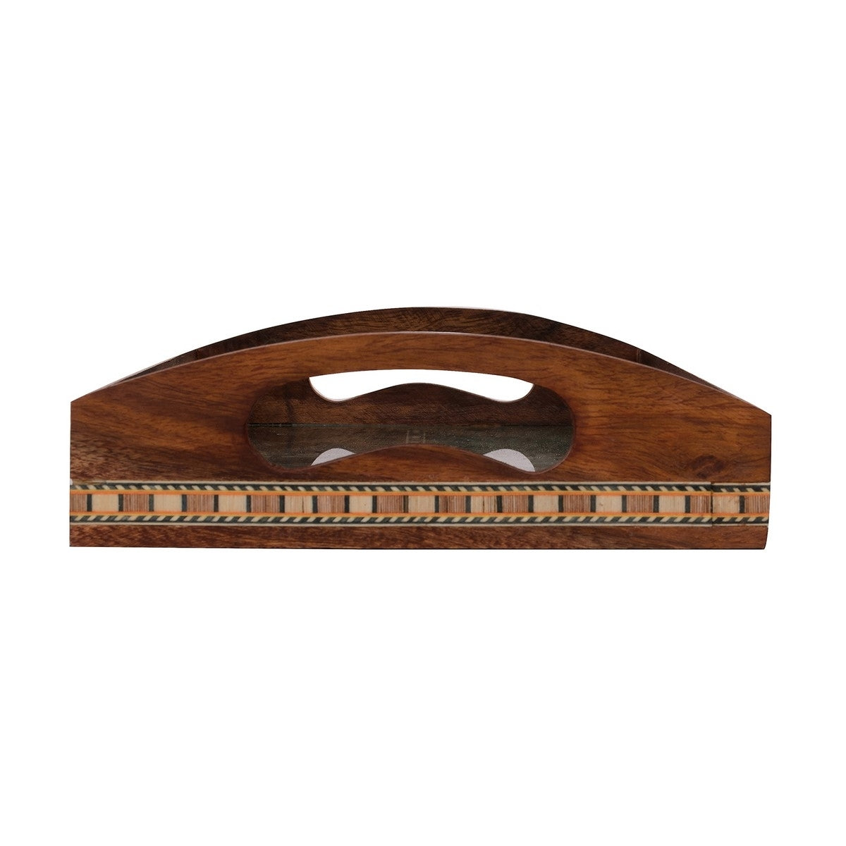 Multipurpose Gemstone Filled Rectangle Brown Wooden Serving Tray Kafalo