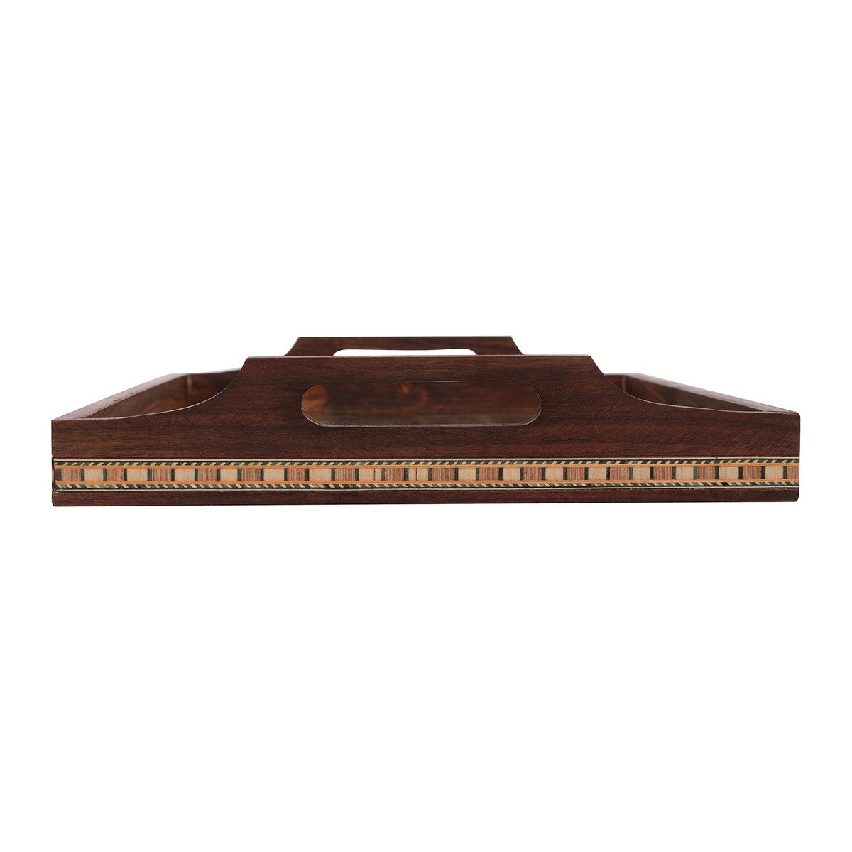 Multipurpose Gemstone Filled 12 Sq Brown Wooden Utility Tray Kafalo