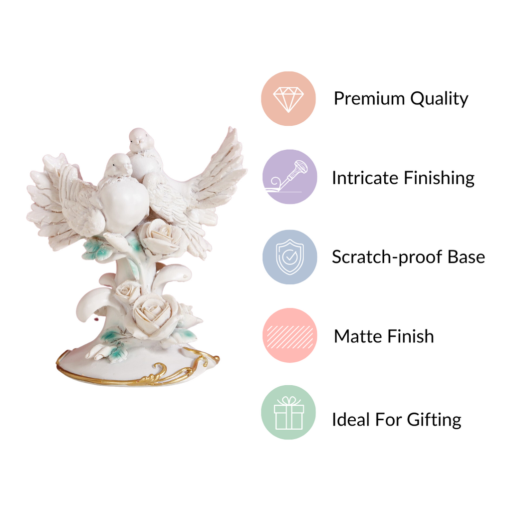 Birds Couple Figurine For Home Decor White Nestasia
