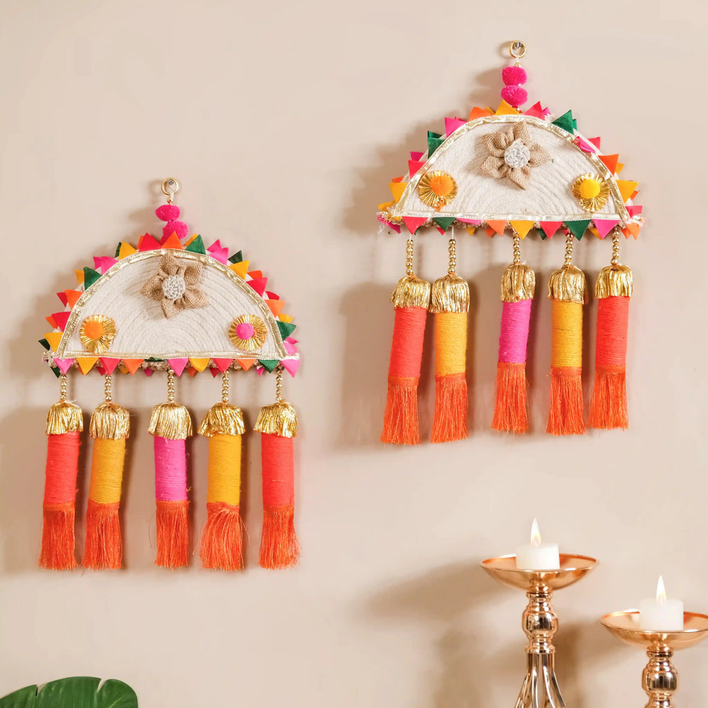 Multicolour Decorative Wall Hanging Set of 2 Nestasia