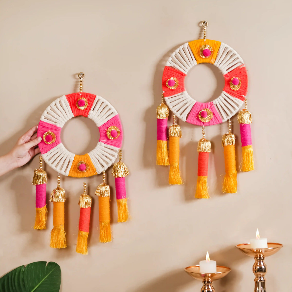 Handmade Festive Wall Hanging Set Of 2 Multicolour Nestasia