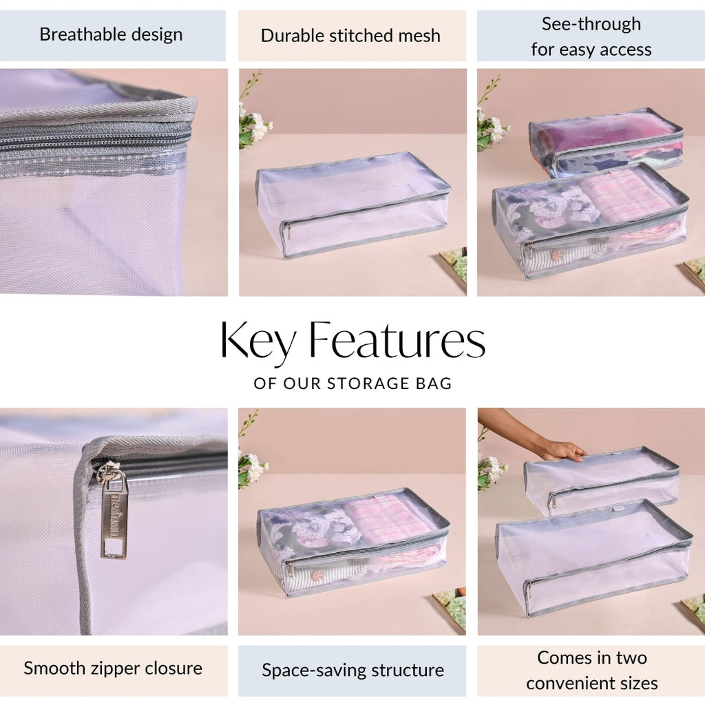 Wardrobe Organiser Storage Bag Duo In Grey Nestasia