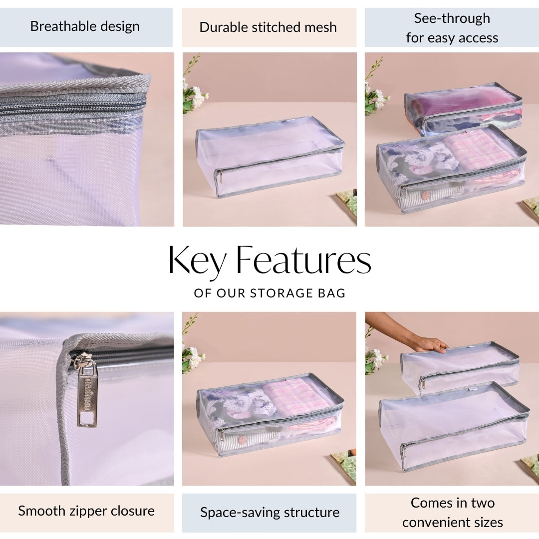 Wardrobe Organiser Storage Bag Duo In Grey Nestasia