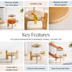 Water Dispenser With Bamboo Stand 2600ml Nestasia