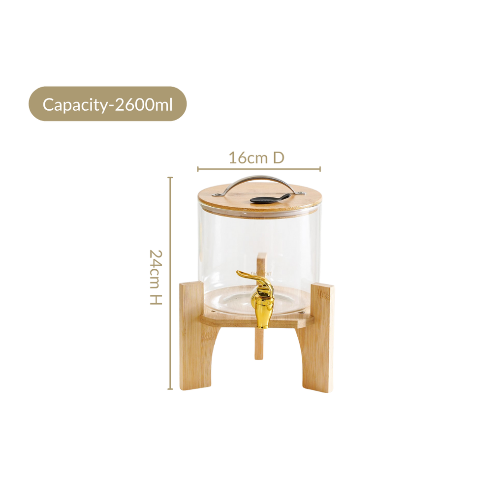 Water Dispenser With Bamboo Stand 2600ml Nestasia
