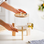 Water Dispenser With Bamboo Stand 2600ml Nestasia