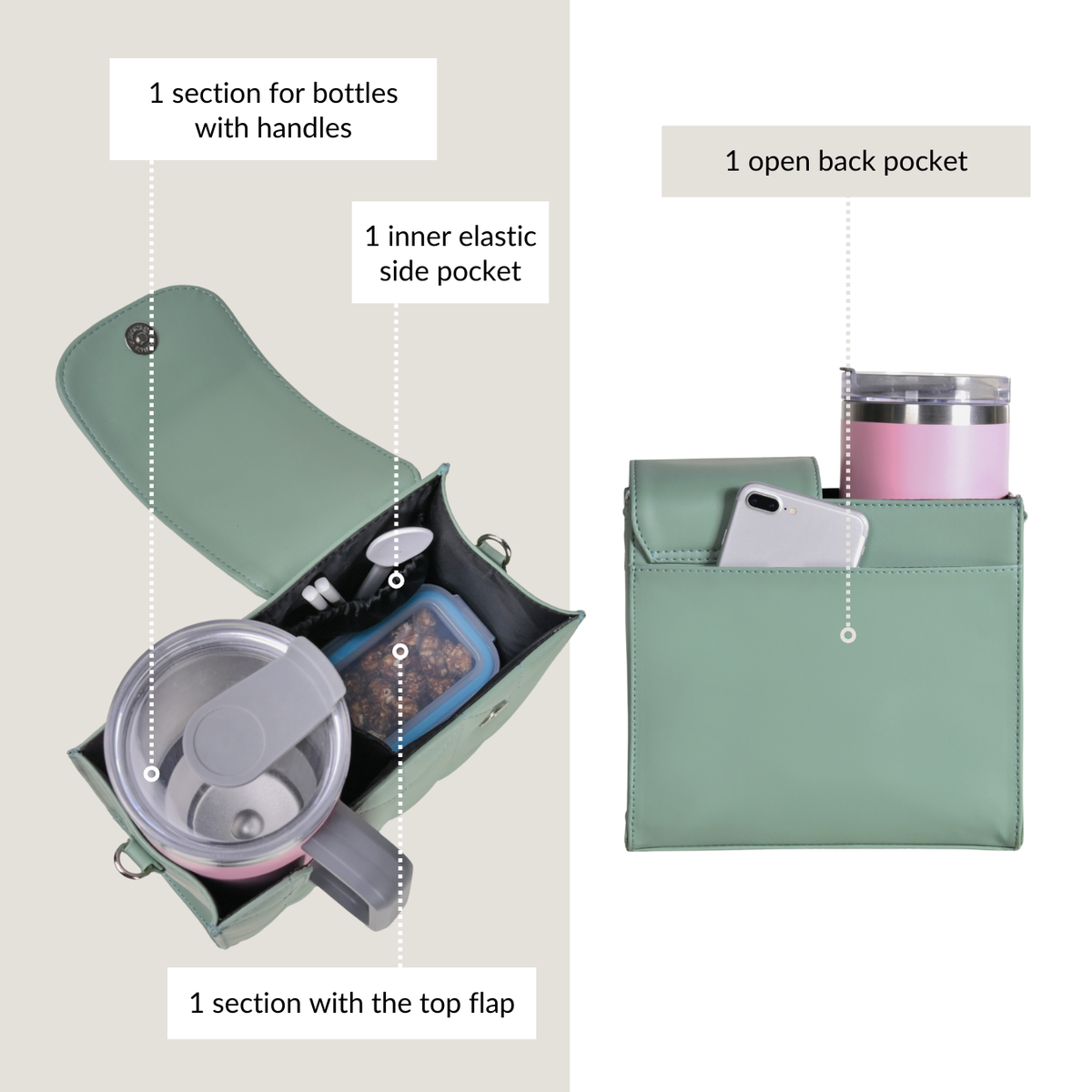 Mint Green Water Bottle Bag With Sling Nestasia