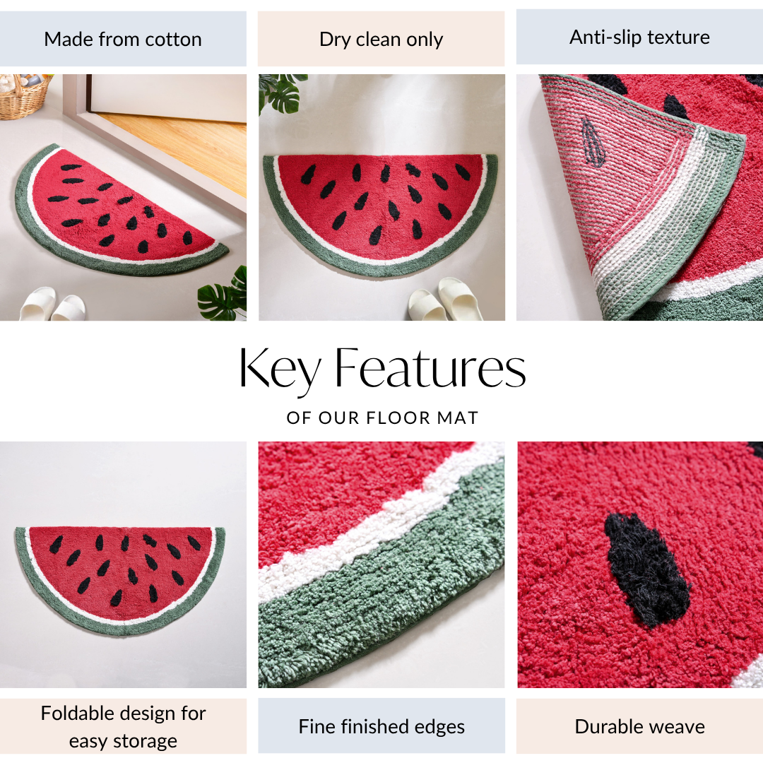 Watermelon Anti Slip Tufted Cotton Mat 83x43cm Nestasia