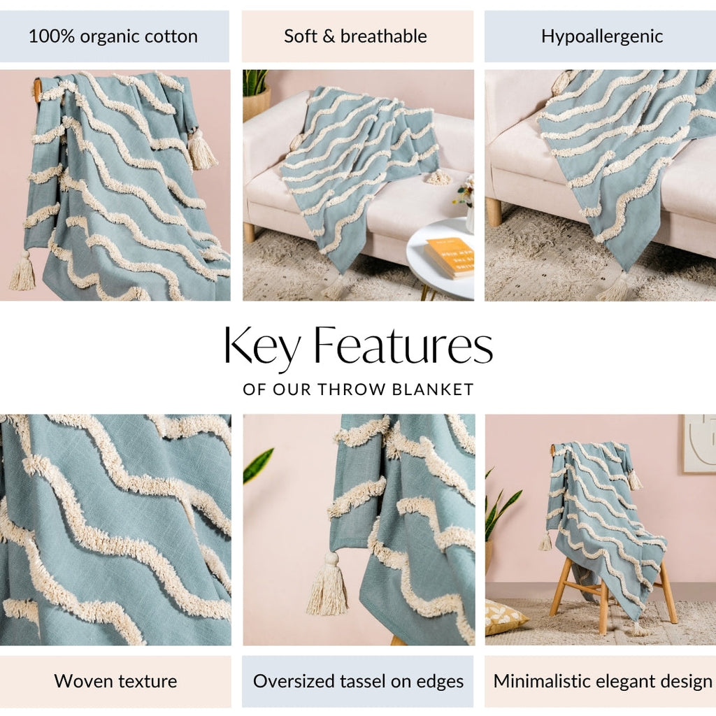 Wave And Weave Pure Cotton Throw Nestasia