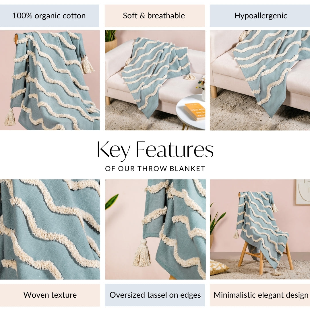 Wave And Weave Pure Cotton Throw Nestasia