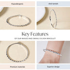 Waves And Swirls Silver Bracelet Nestasia