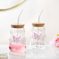 Wavy Butterfly Tumbler With Straw Set Of 2 500ml Nestasia