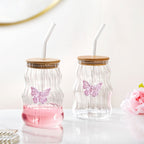Wavy Butterfly Tumbler With Straw Set Of 2 500ml Nestasia
