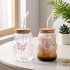 Wavy Butterfly Tumbler With Straw Set Of 2 500ml Nestasia