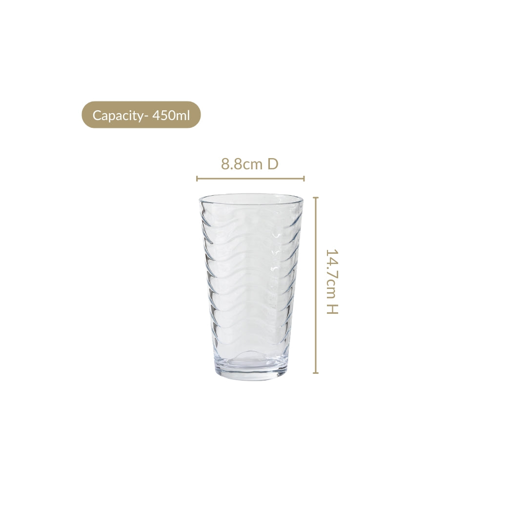 Wavy Tall Tumbler Set Of 6 450ml Nestasia