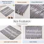 Dark Grey Cotton Weave Floor Mat 85x62cm Nestasia
