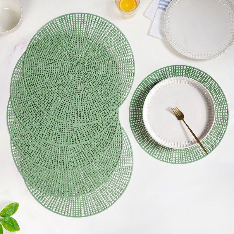 Web Style Green Dining Mat Set Of 6 Nestasia