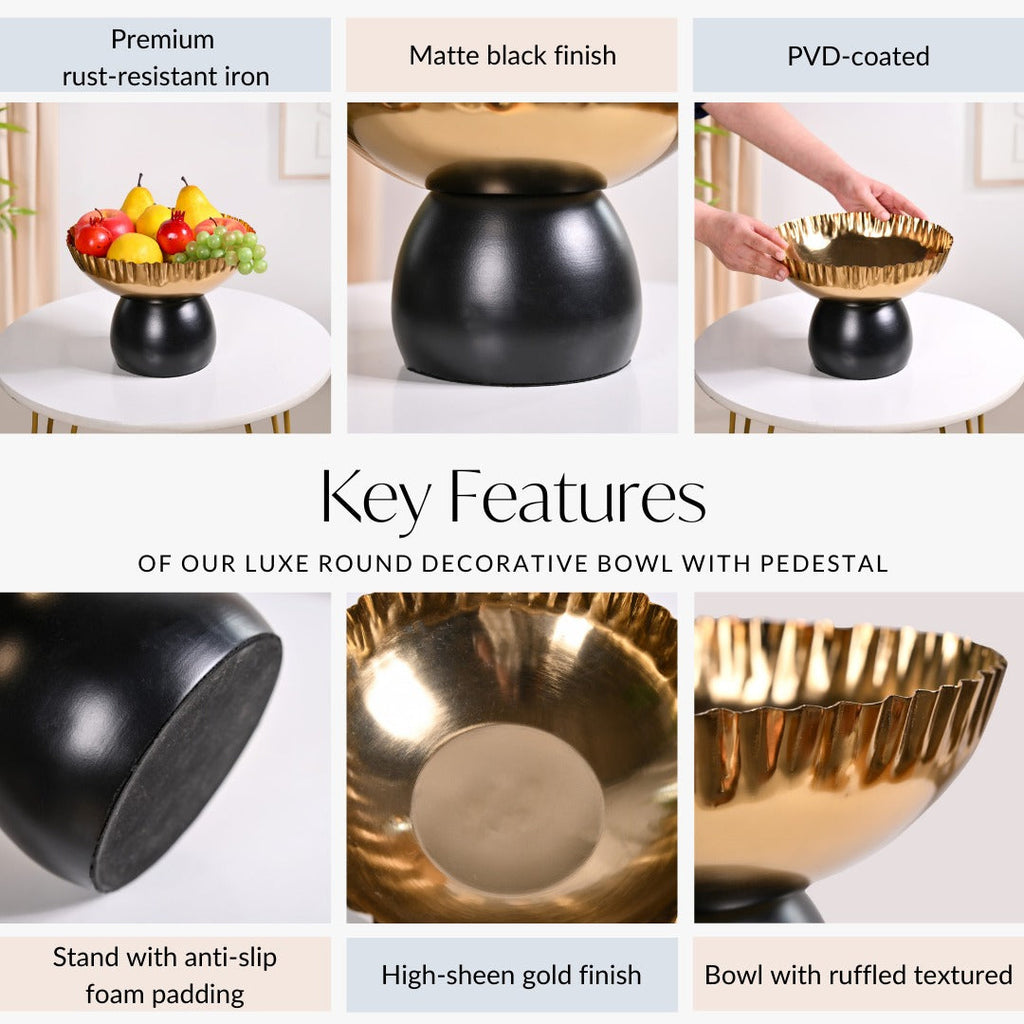 Luxe Round Decorative Bowl With Pedestal Nestasia