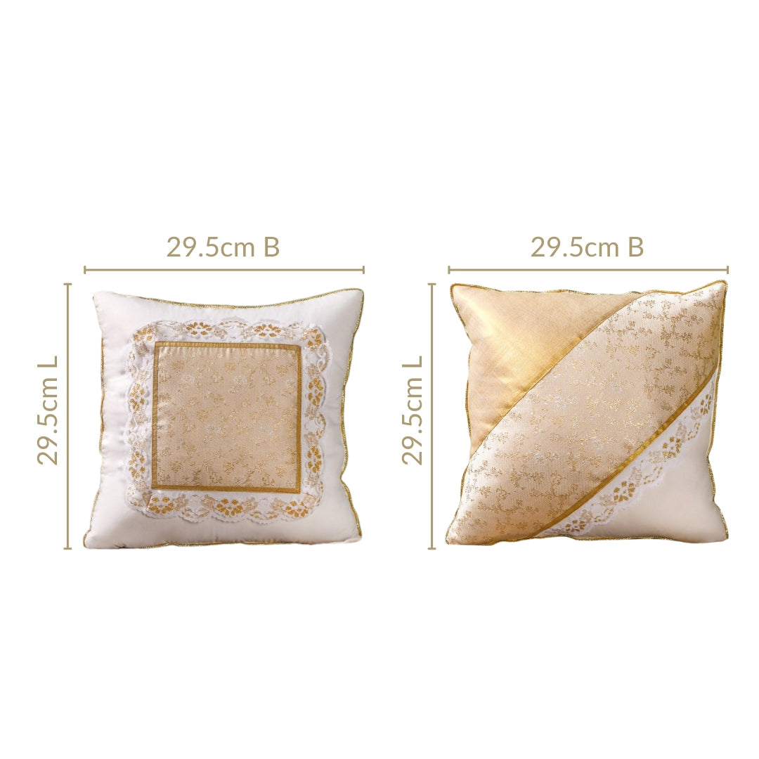Gold Zari Floral Cushion Cover Set Of 2 Nestasia
