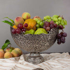 Brass Silver Plated Decorative Basket with Floral Design (7.5 Inch) Vedansh Craft
