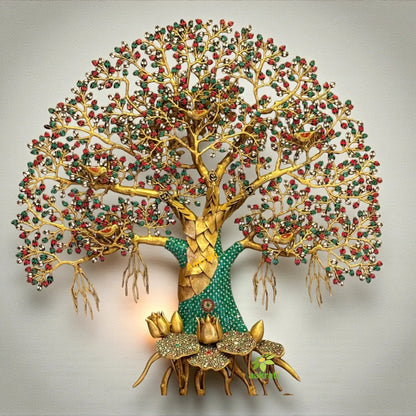 Handcrafted Brass Kalpvriksha Tree | Home & Office Décor | Brass Kalpvriksha Tree for Wealth & Prosperity