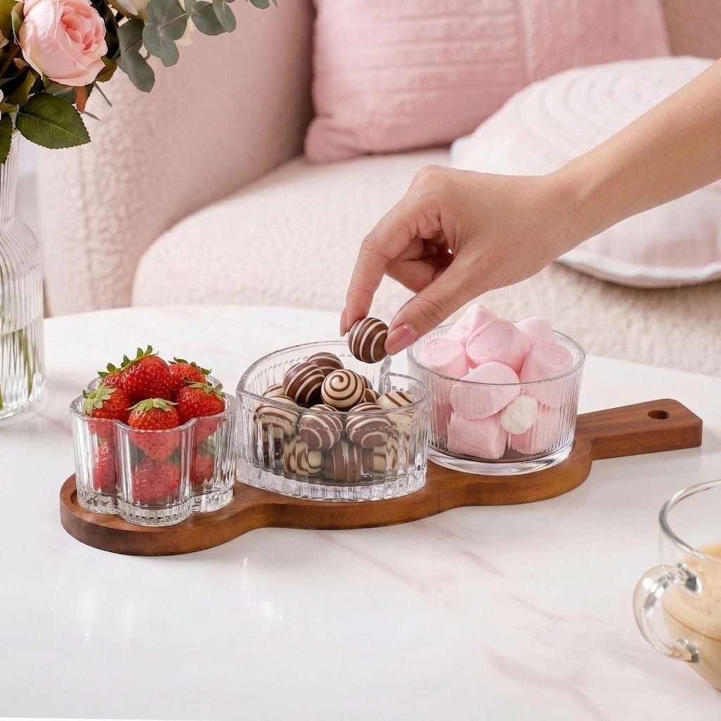 Triple Treat Platter With Bowl Set Of 4 Nestasia