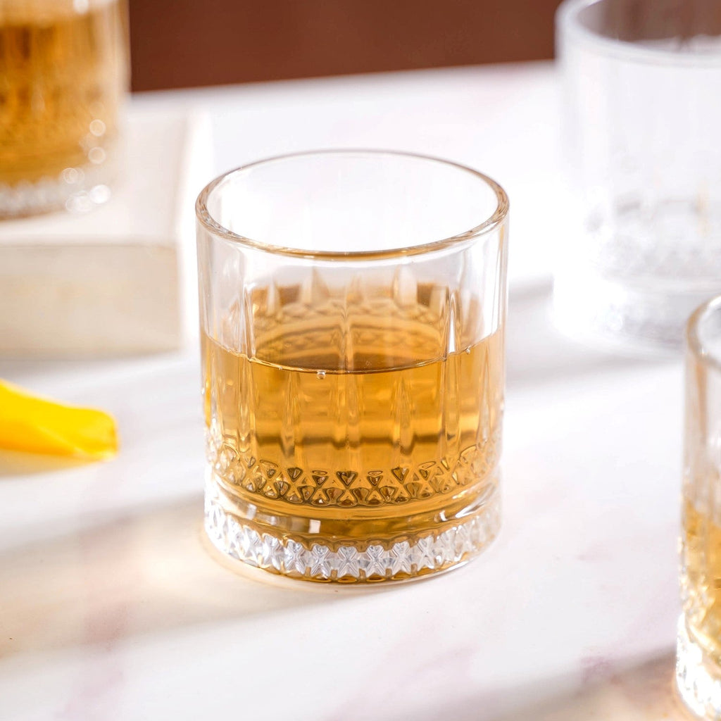 Set Of 6 Premium Ribbed Whiskey Glasses 220ml Nestasia