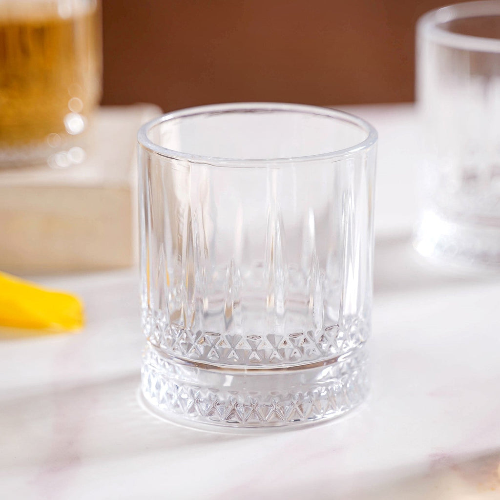 Set Of 6 Premium Ribbed Whiskey Glasses 220ml Nestasia