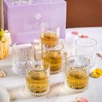 Set Of 6 Premium Ribbed Whiskey Glasses 220ml Nestasia