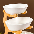 White 3 Tier Ceramic Fruit Bowl With Stand Nestasia