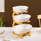 White 3 Tier Ceramic Fruit Bowl With Stand Nestasia