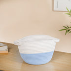 White And Blue Rope Basket Set Of 2 20cm And 18cm Nestasia