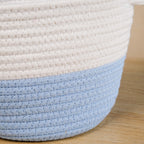 White And Blue Rope Basket Set Of 2 20cm And 18cm Nestasia