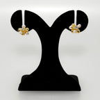White And Gold Clustered Glowy Earrings Nestasia