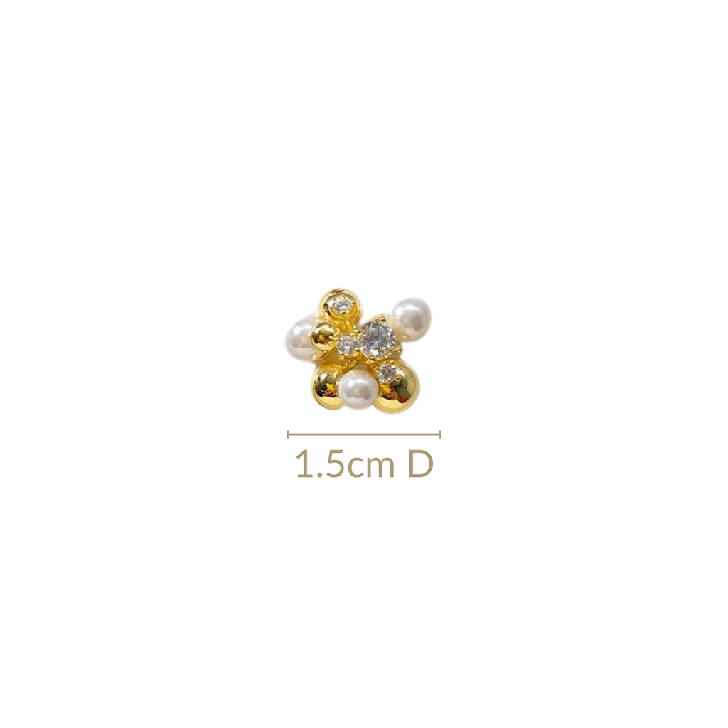 White And Gold Clustered Glowy Earrings Nestasia