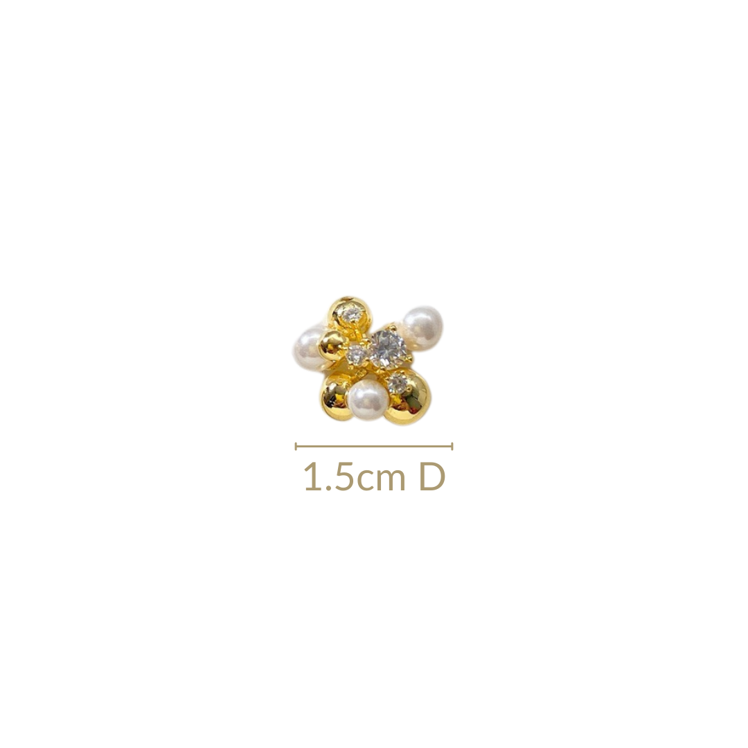 White And Gold Clustered Glowy Earrings Nestasia