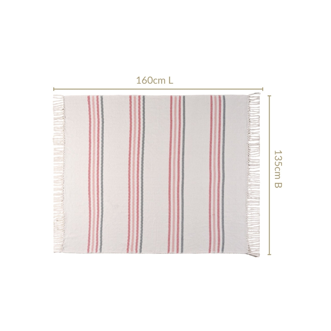 Chevron Stripe Pure Cotton Throw Blanket White Nestasia
