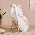Chevron Stripe Pure Cotton Throw Blanket White Nestasia