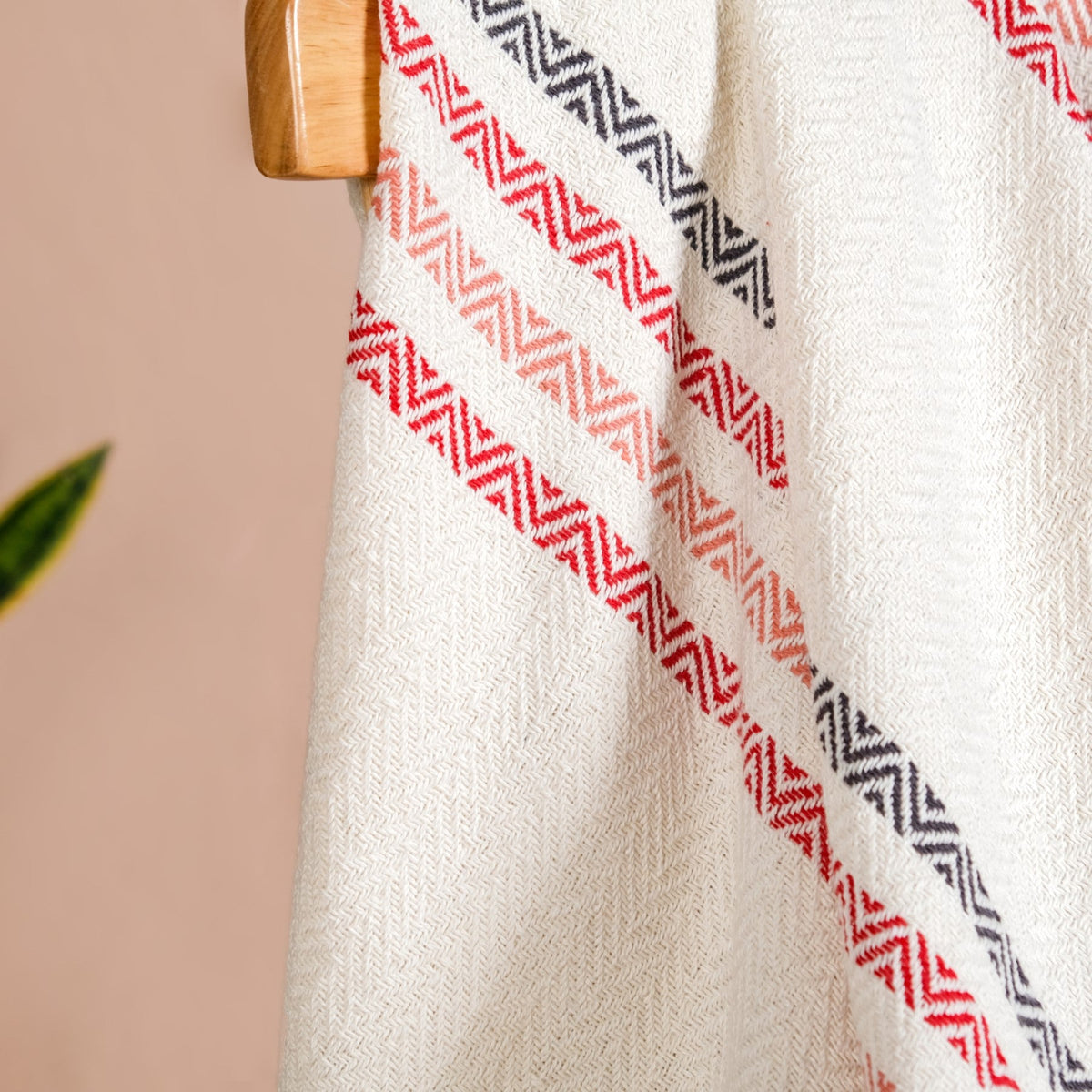 Chevron Stripe Pure Cotton Throw Blanket White Nestasia